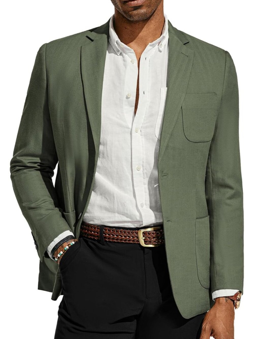 Mens Blazer Linen Casual Sport Coats Lightwieght Suit Jacket